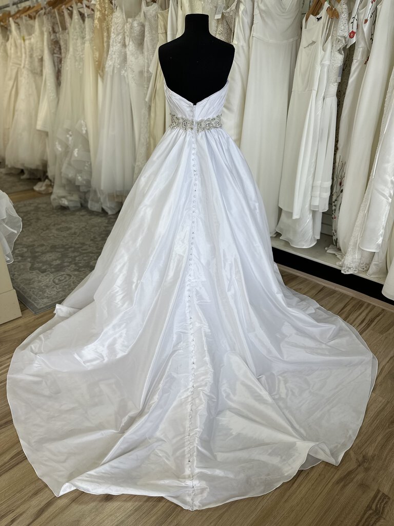 Strapless Ruched Satin Wedding Gown 8