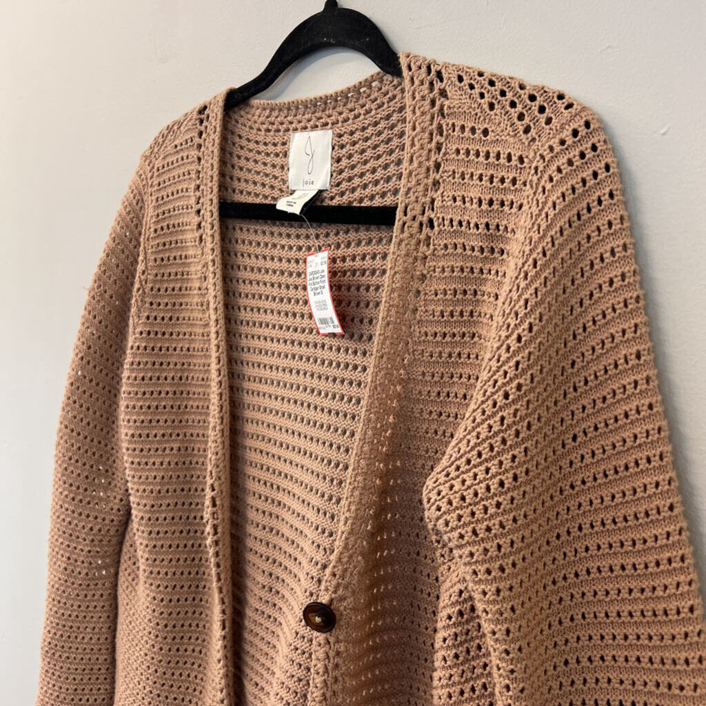 Joie Brown Open Knit Button Front Cardigan Small