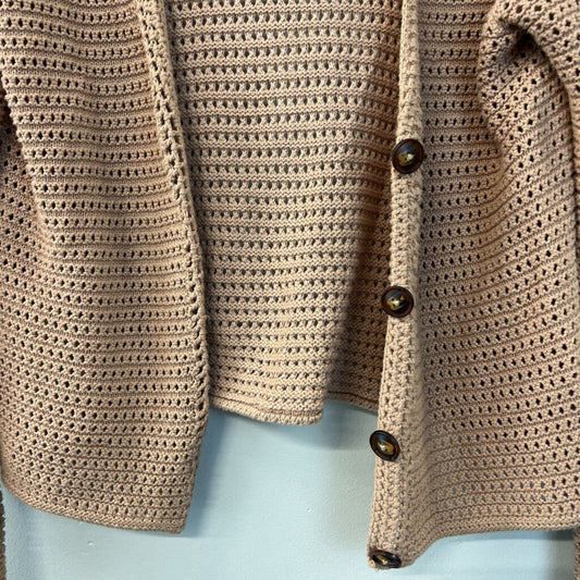 Joie Brown Open Knit Button Front Cardigan Small