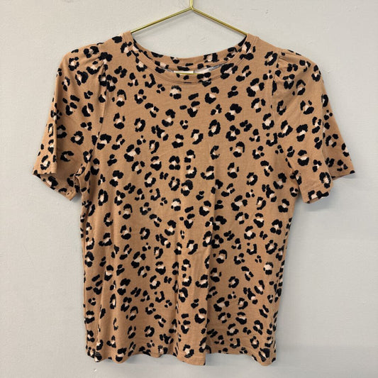 Brown Leopard Print Short Sleeve Top Small