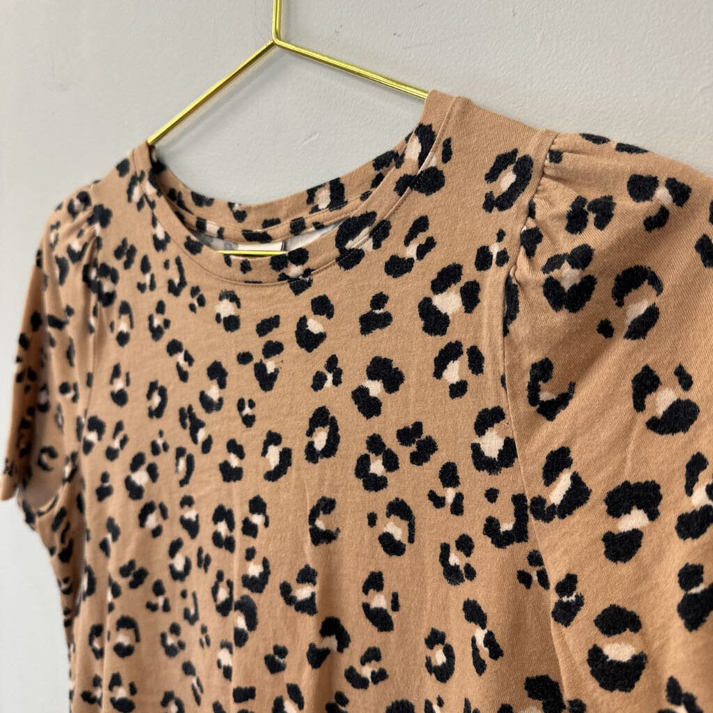 Brown Leopard Print Short Sleeve Top Small