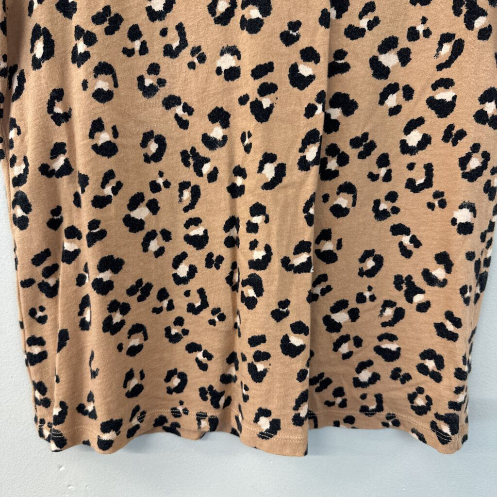 Brown Leopard Print Short Sleeve Top Small