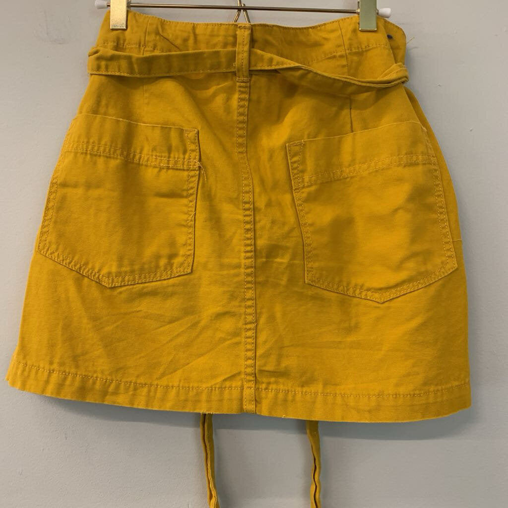 Indigo Rein Yellow Tie Waist Mini Skirt Large