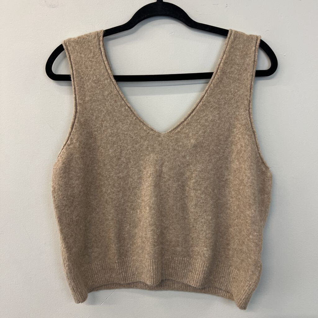 Tahari Brown Soft Sweater Tank Large