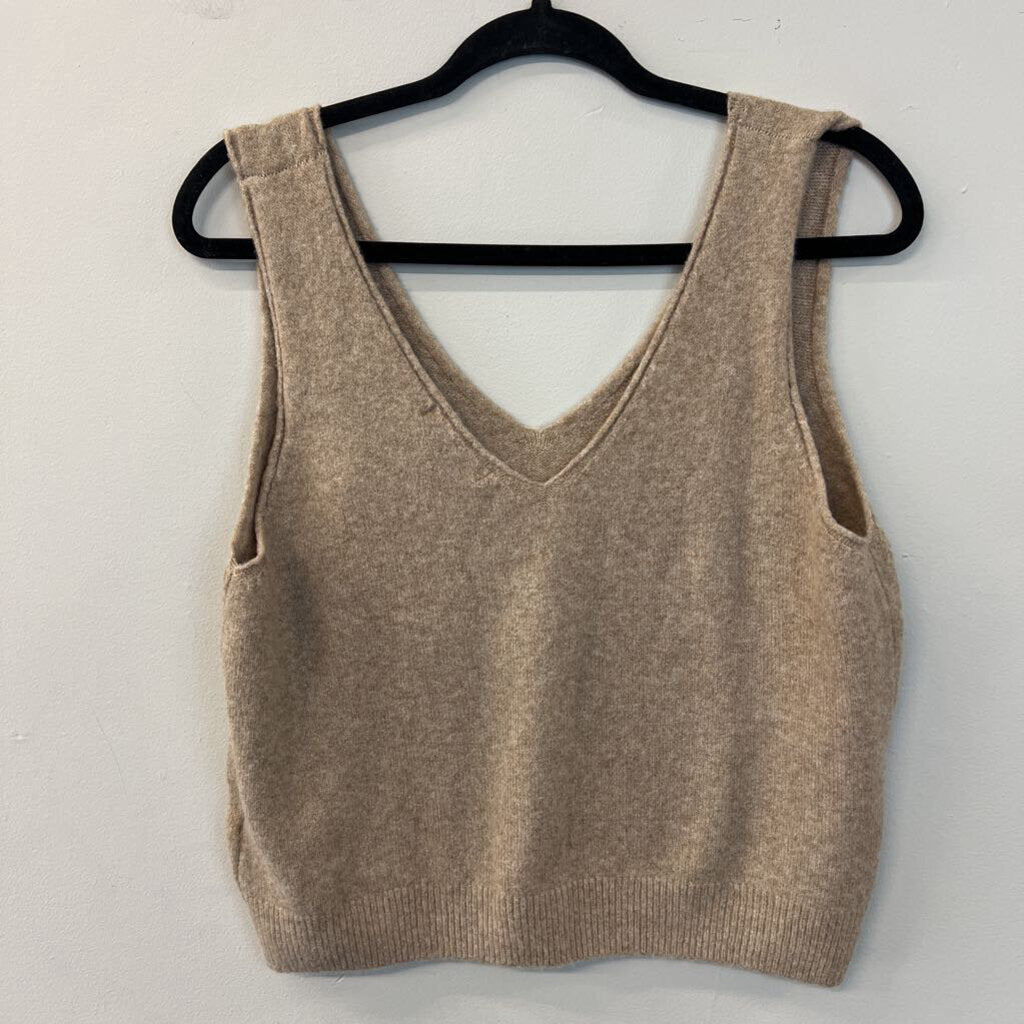 Tahari Brown Soft Sweater Tank Large