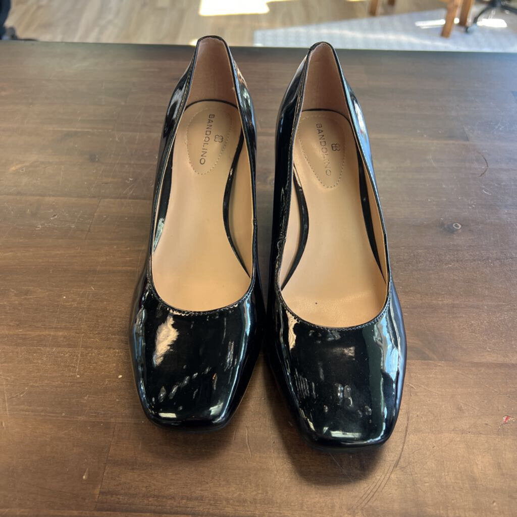 Bandolino Black Patent Leather Square Toe Heels 7.5