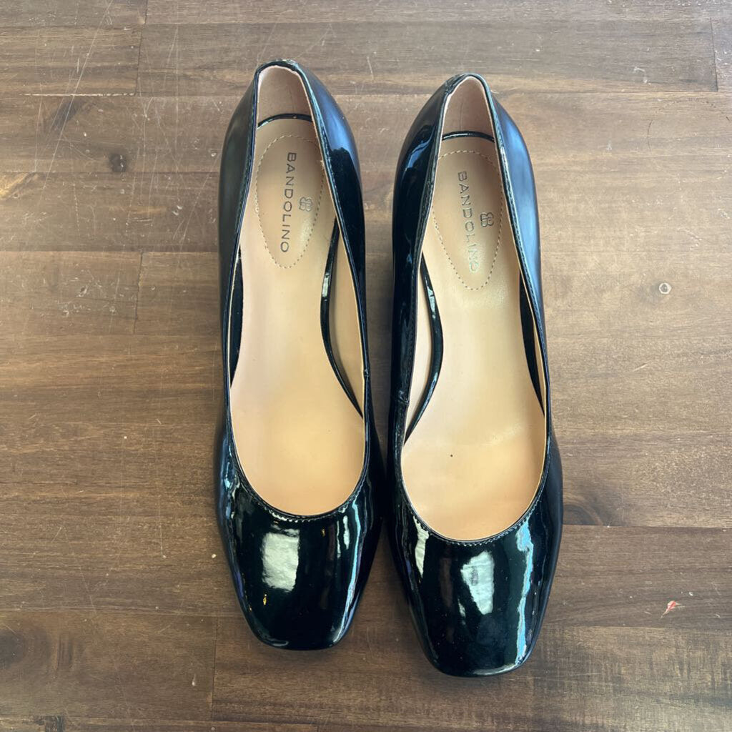 Bandolino Black Patent Leather Square Toe Heels 7.5