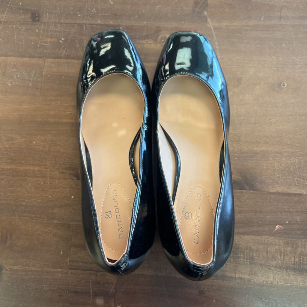 Bandolino Black Patent Leather Square Toe Heels 7.5