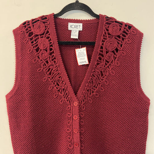 Vintage Koret Burgundy Knit Button Front Vest Large