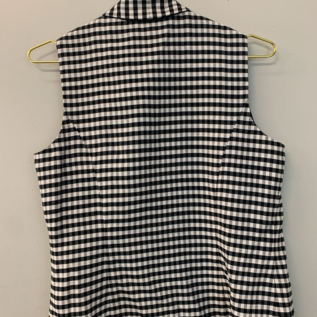 Vintage MHM Black/ White Gingham Sleeveless Button Down Top 10