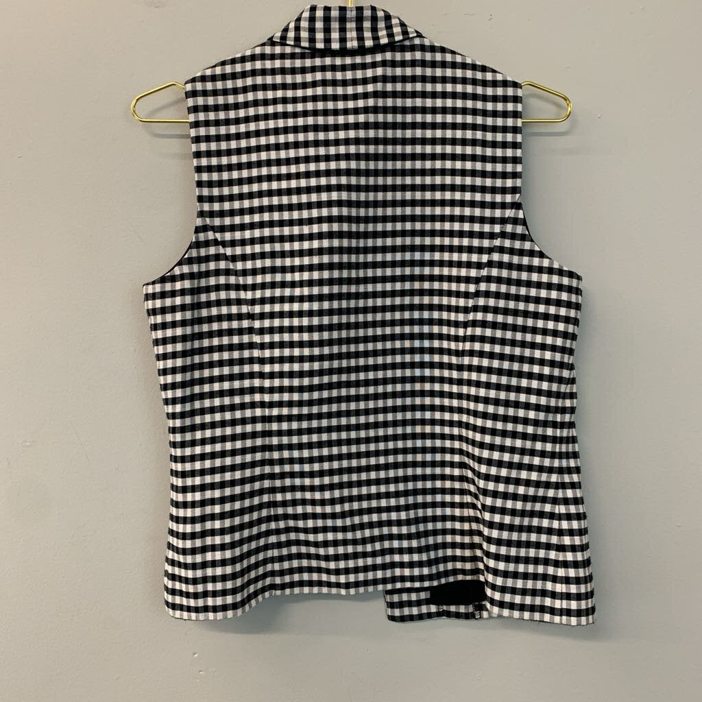 Vintage MHM Black/ White Gingham Sleeveless Button Down Top 10