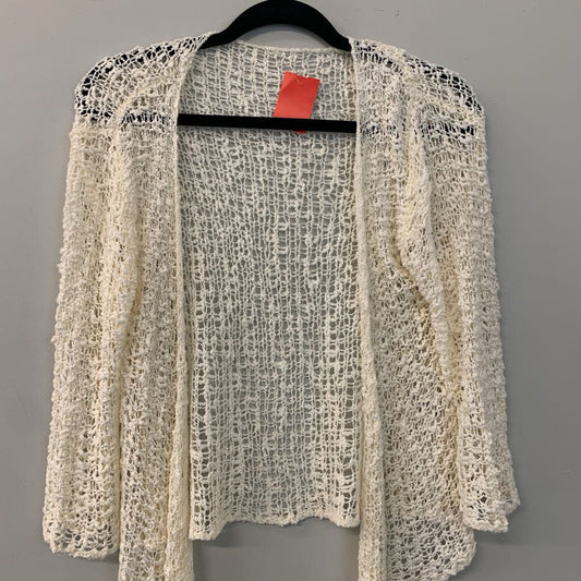 Cream Open Knit Open Front Cardigan Medium