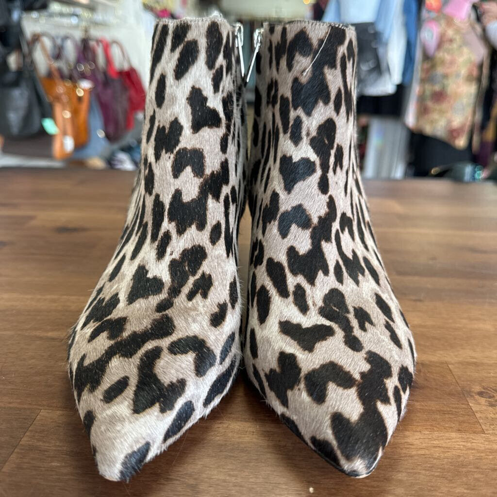 Sam Edelman Kinzey Grey Leopard Print Ankle Boots 8.5