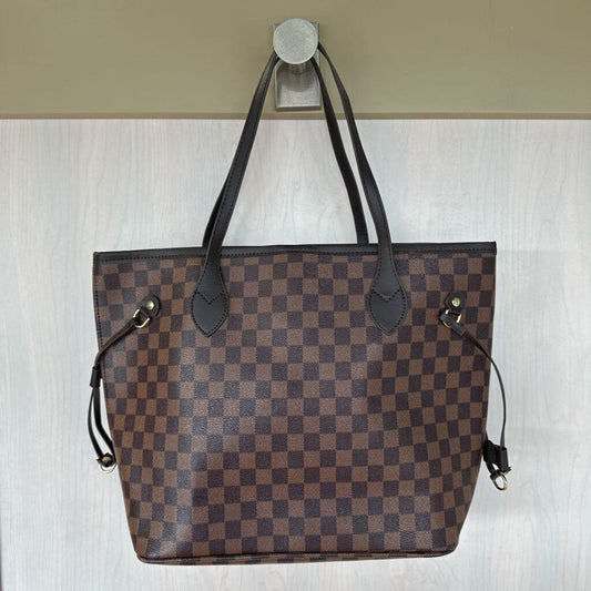 Brown Checkered Tote Purse