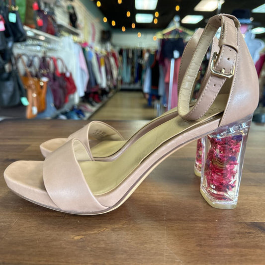 Naturalizer Nude Open Toe Flower Acrylic Heels 9.5