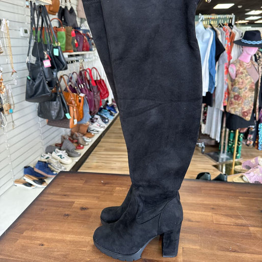 Dream Pairs Black Suede Over The Knee Boots 9.5