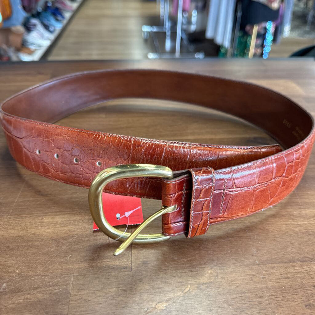 Eddie Bauer Thick Brown Leather Belt Large