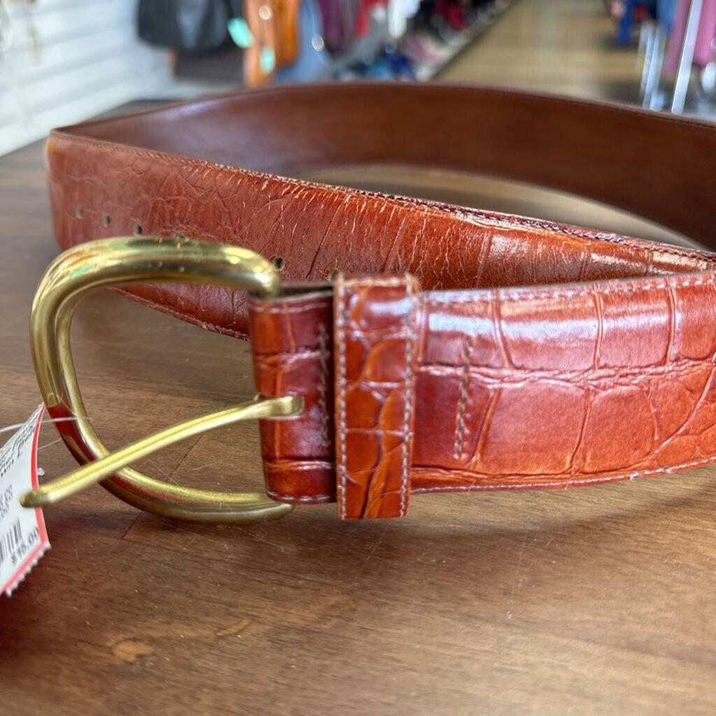 Eddie Bauer Thick Brown Leather Belt Large