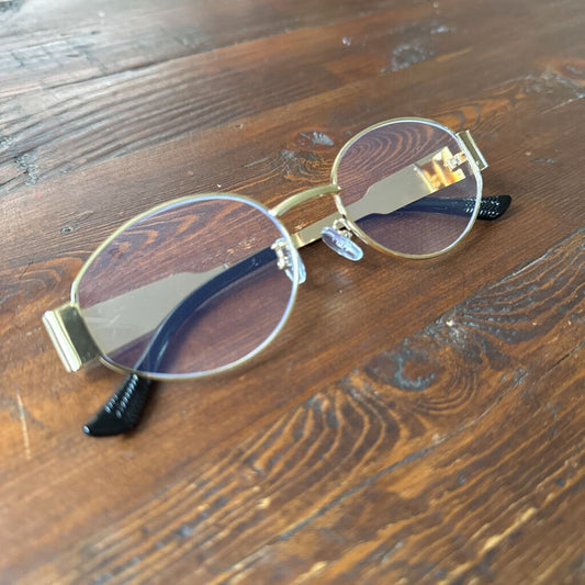 Gold Frame Oval Sunglasses Clear Lens