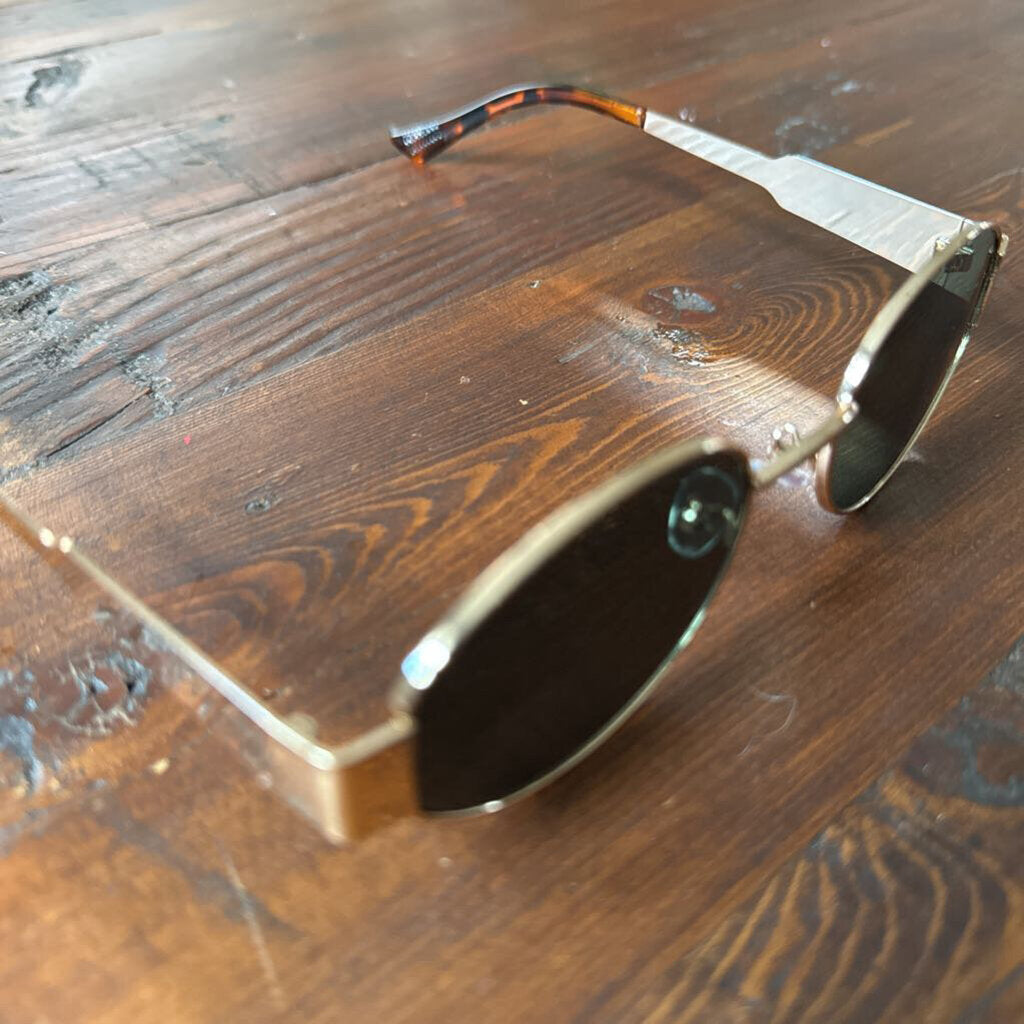 Gold Frame Oval Sunglasses Black Lens