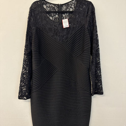 Calvin Klein Black Fitted Lace Long Sleeve Dress 18W