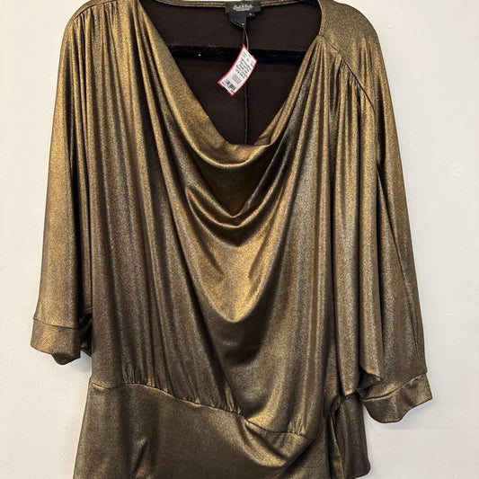 Peck and Peck Metallic Gold Slouchy Top Extra Large