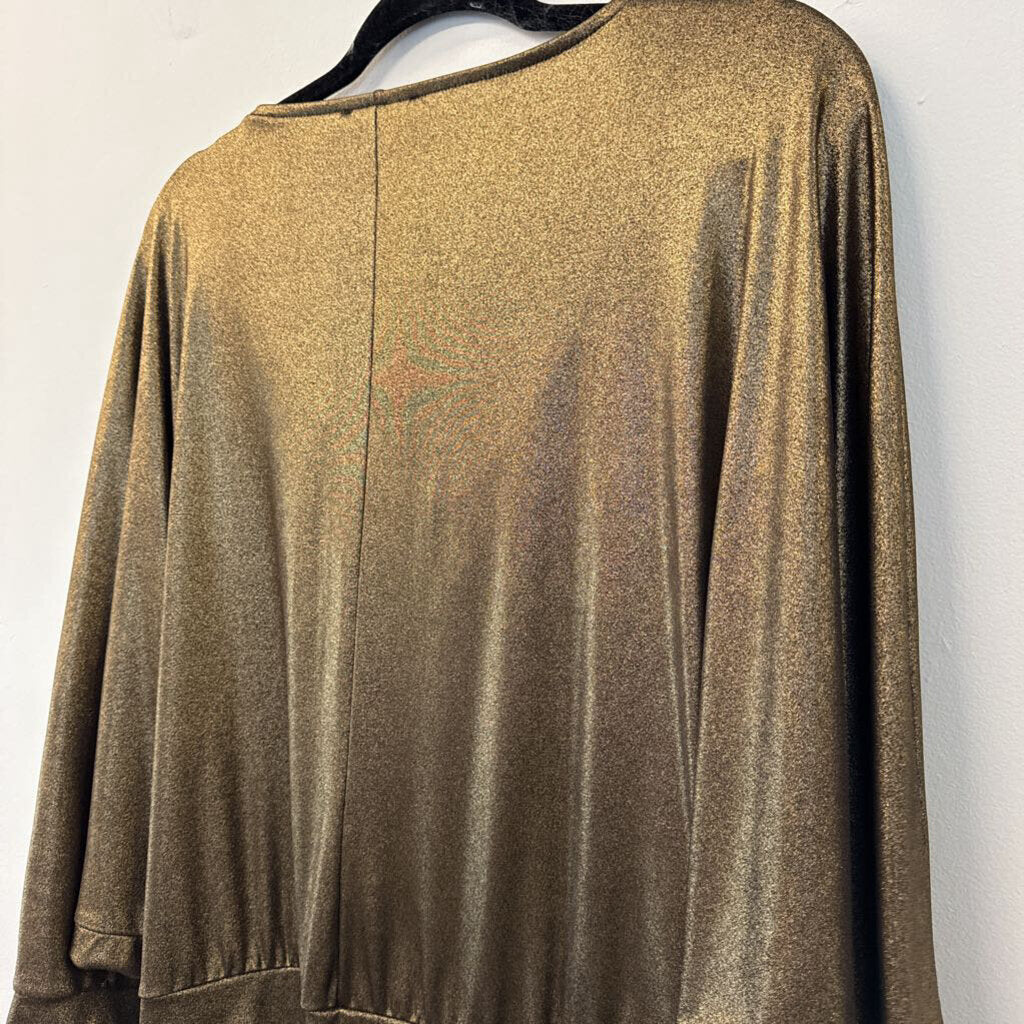 Peck and Peck Metallic Gold Slouchy Top Extra Large