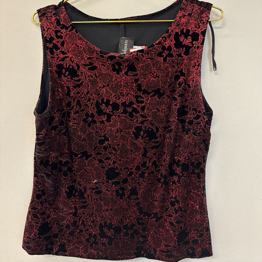 John Roberts Black/ Red Sparkle Floral Tank Top 16