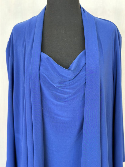 Jones New York Royal Blue Cowl Neck Dress With Jacket 16W