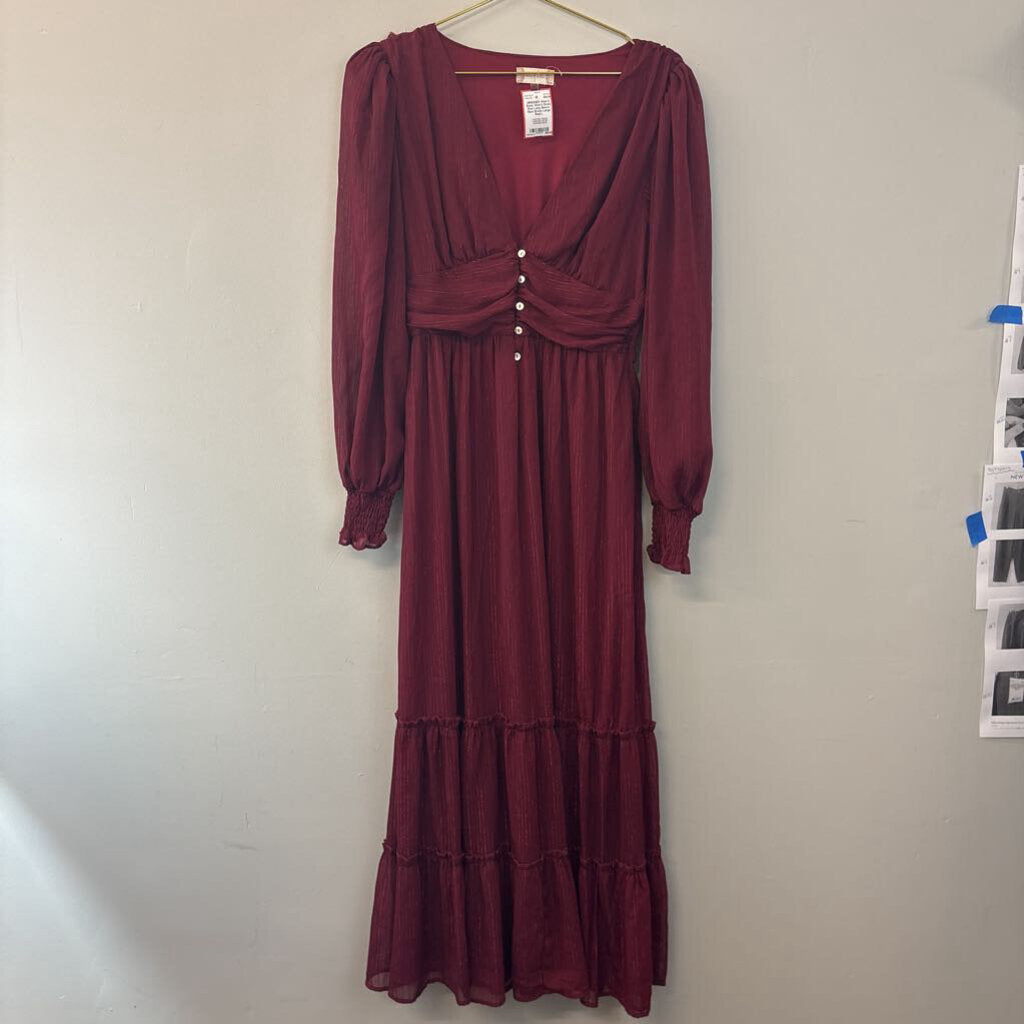 Altar'd State Red Long Sleeve Maxi Dress Large