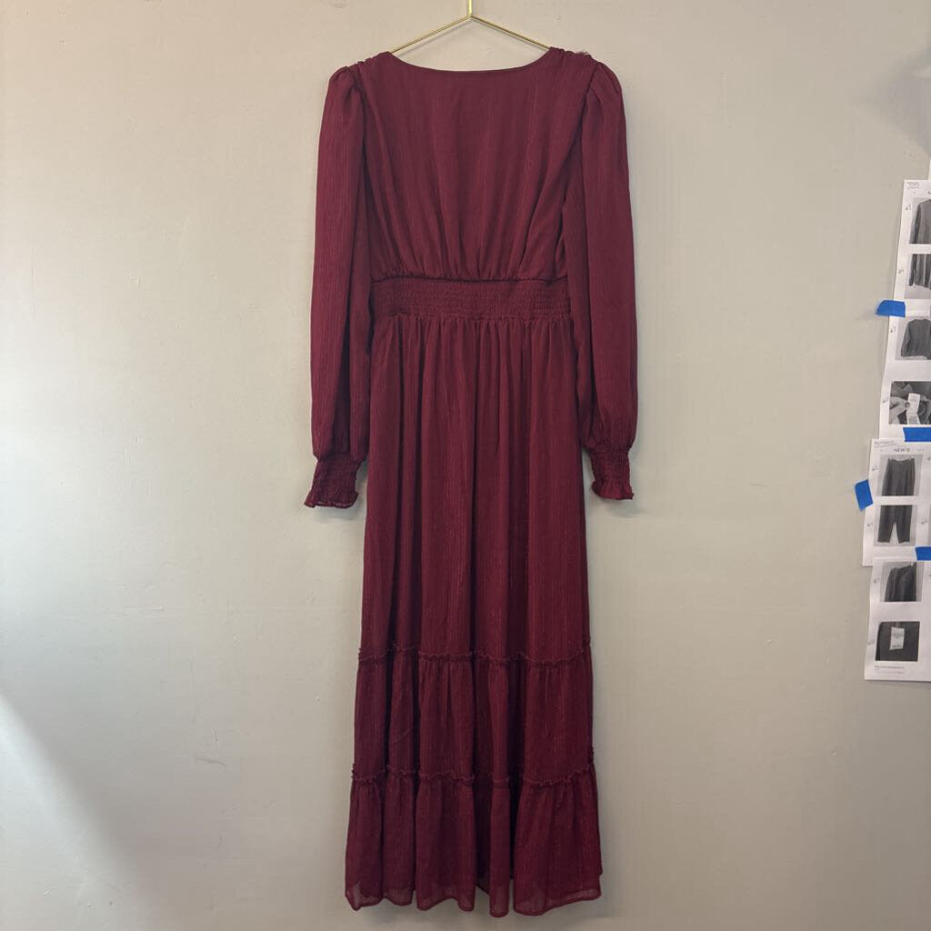 Altar'd State Red Long Sleeve Maxi Dress Large