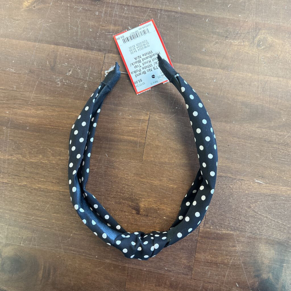 Black/ White Polka Dot Knot Top Headband