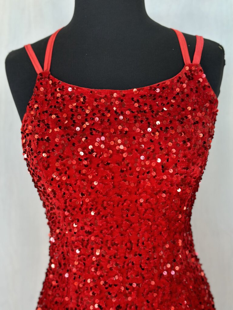 Lavetir Red Sequin Strappy Back Long Formal Medium