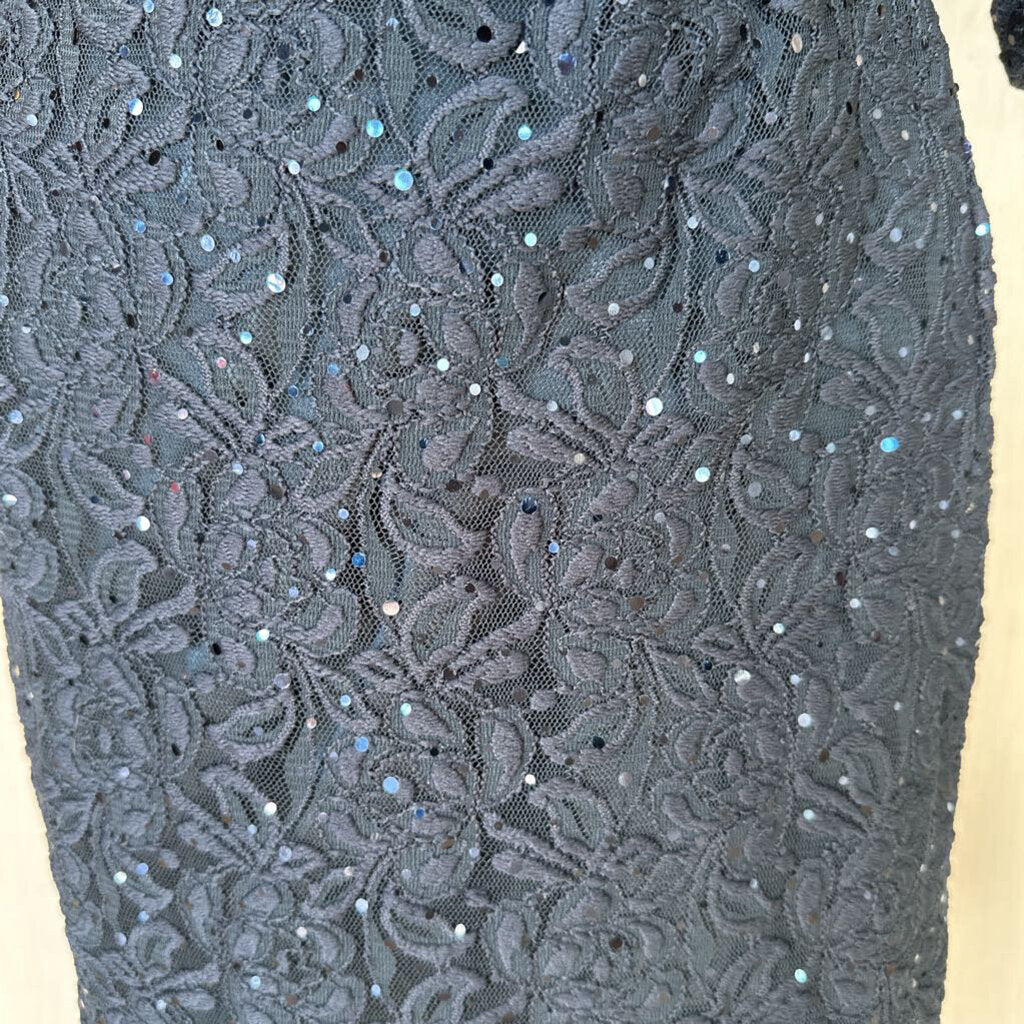 Tahari Navy Lace Long Sleeve Short Dress 4