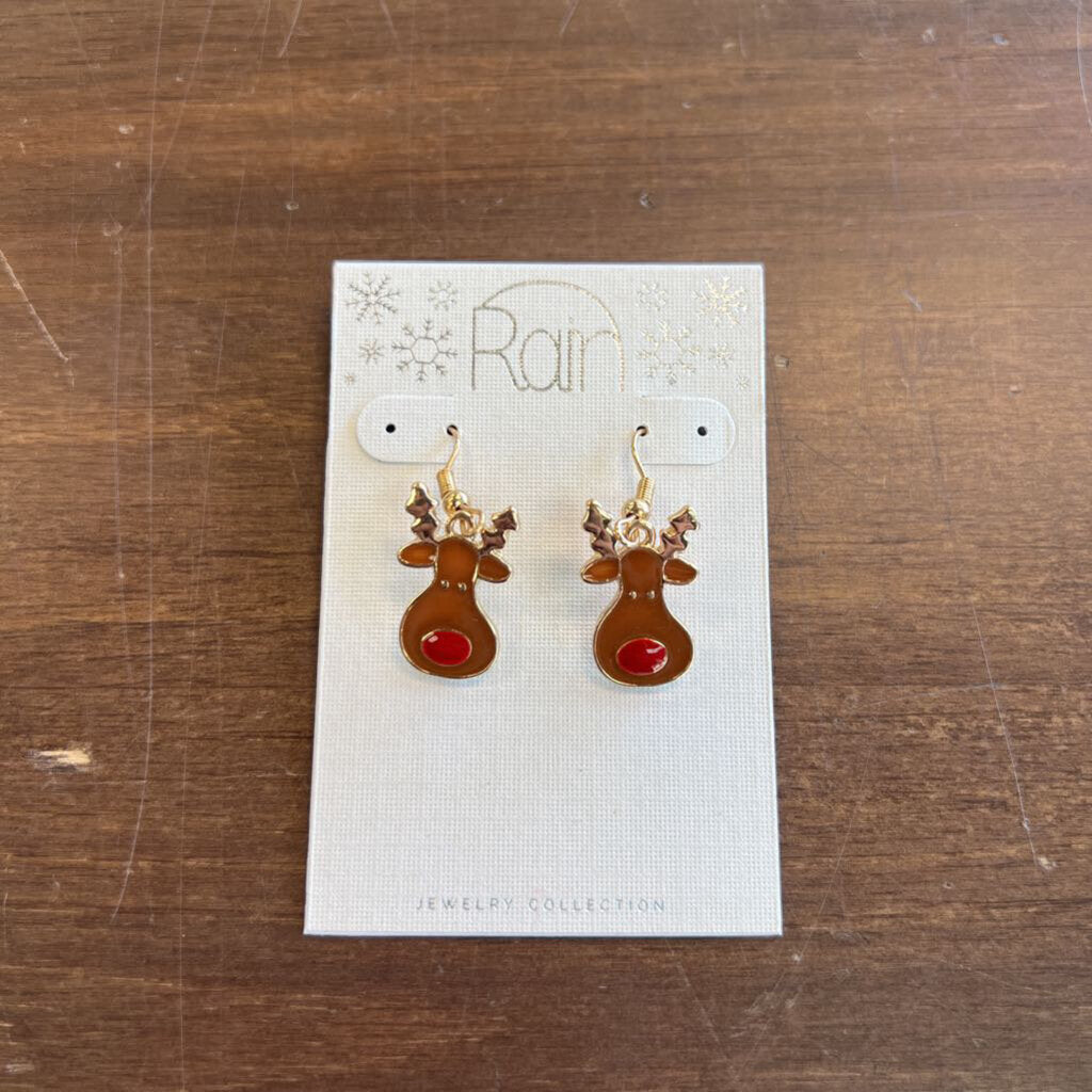 Gold/ Brown Reindeer Earrings