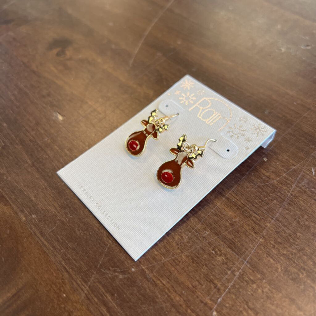 Gold/ Brown Reindeer Earrings