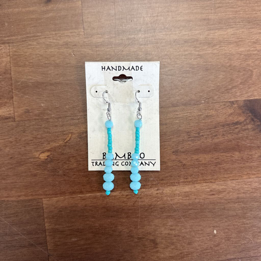 Blue Bead Dangle Earrings