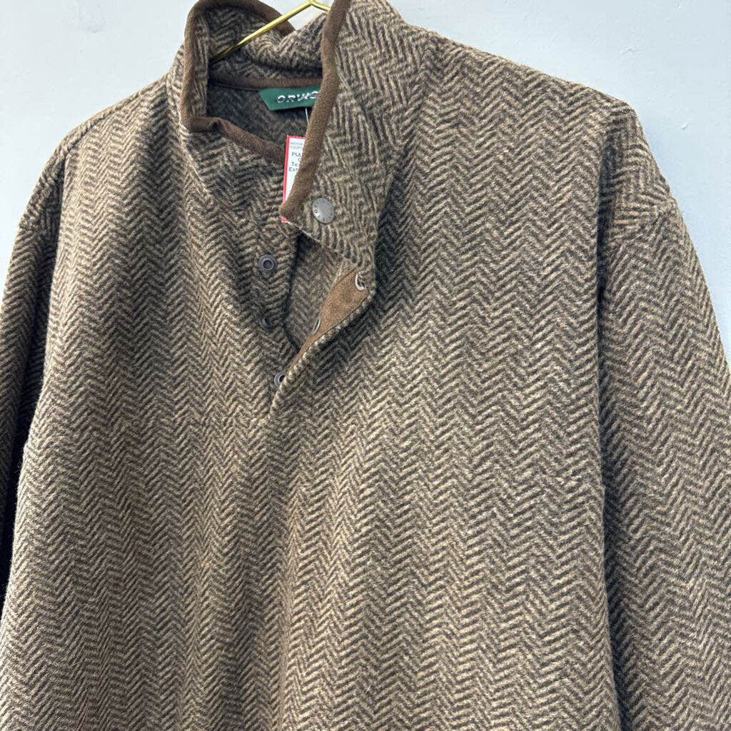 Orvis Brown Textured Pullover Extra Large