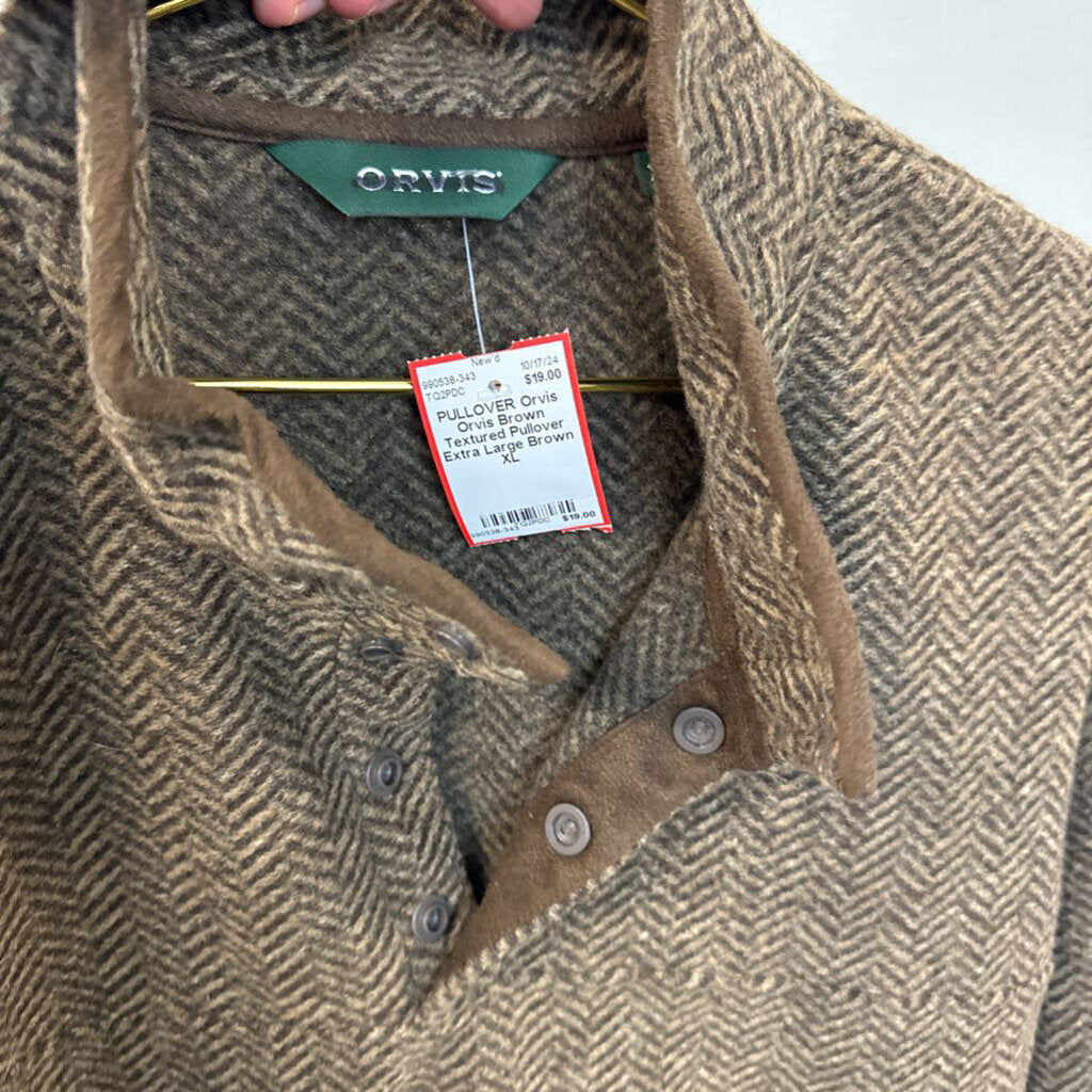 Orvis Brown Textured Pullover Extra Large