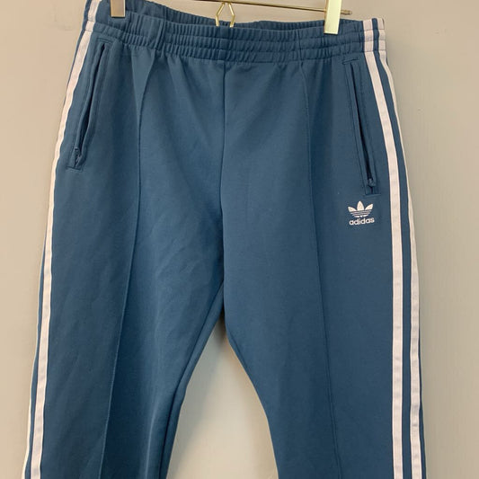 Adidas Blue/ White Zipper Ankle Sweatpants Medium