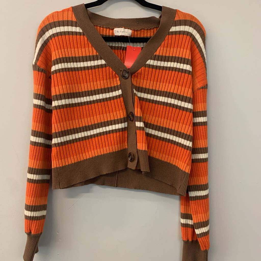 By Together Orange/ Brown Striped Cardigan Medium