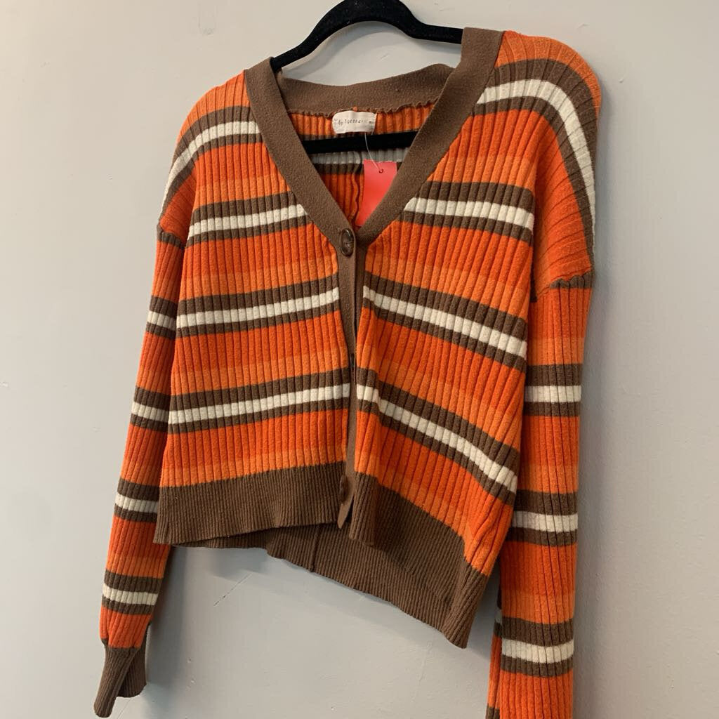 By Together Orange/ Brown Striped Cardigan Medium