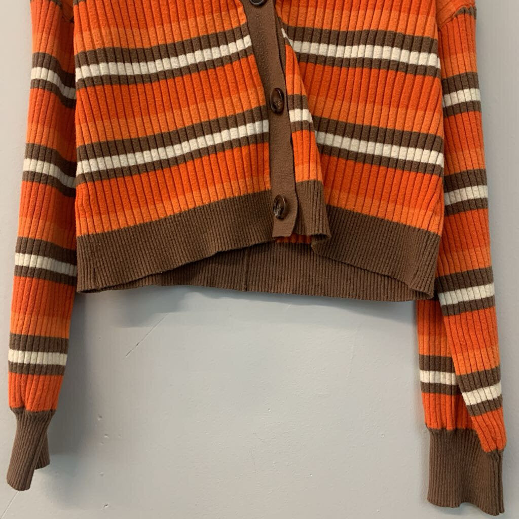 By Together Orange/ Brown Striped Cardigan Medium