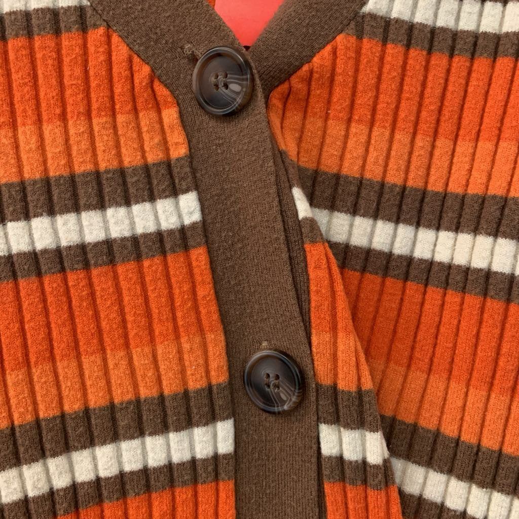 By Together Orange/ Brown Striped Cardigan Medium