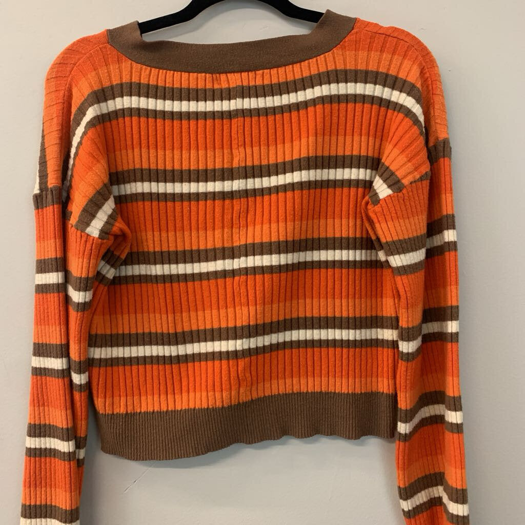 By Together Orange/ Brown Striped Cardigan Medium