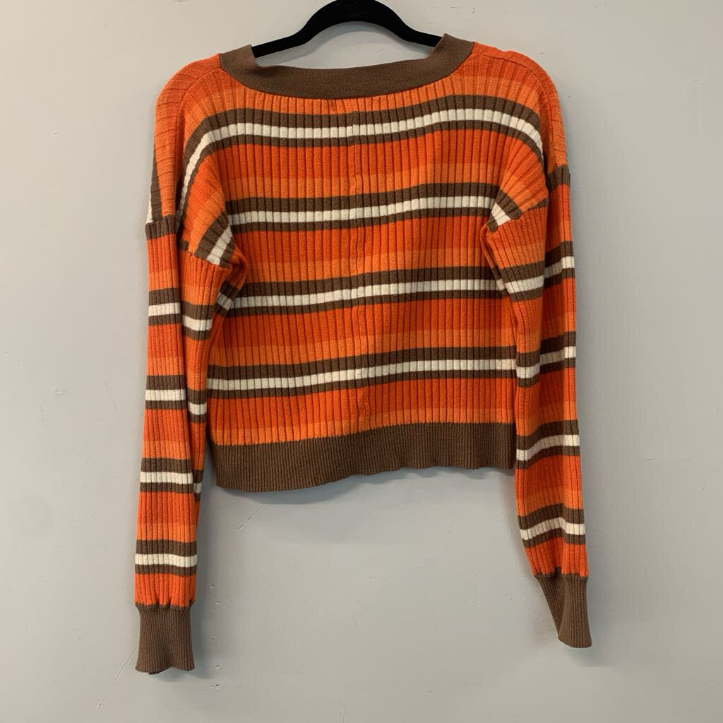 By Together Orange/ Brown Striped Cardigan Medium