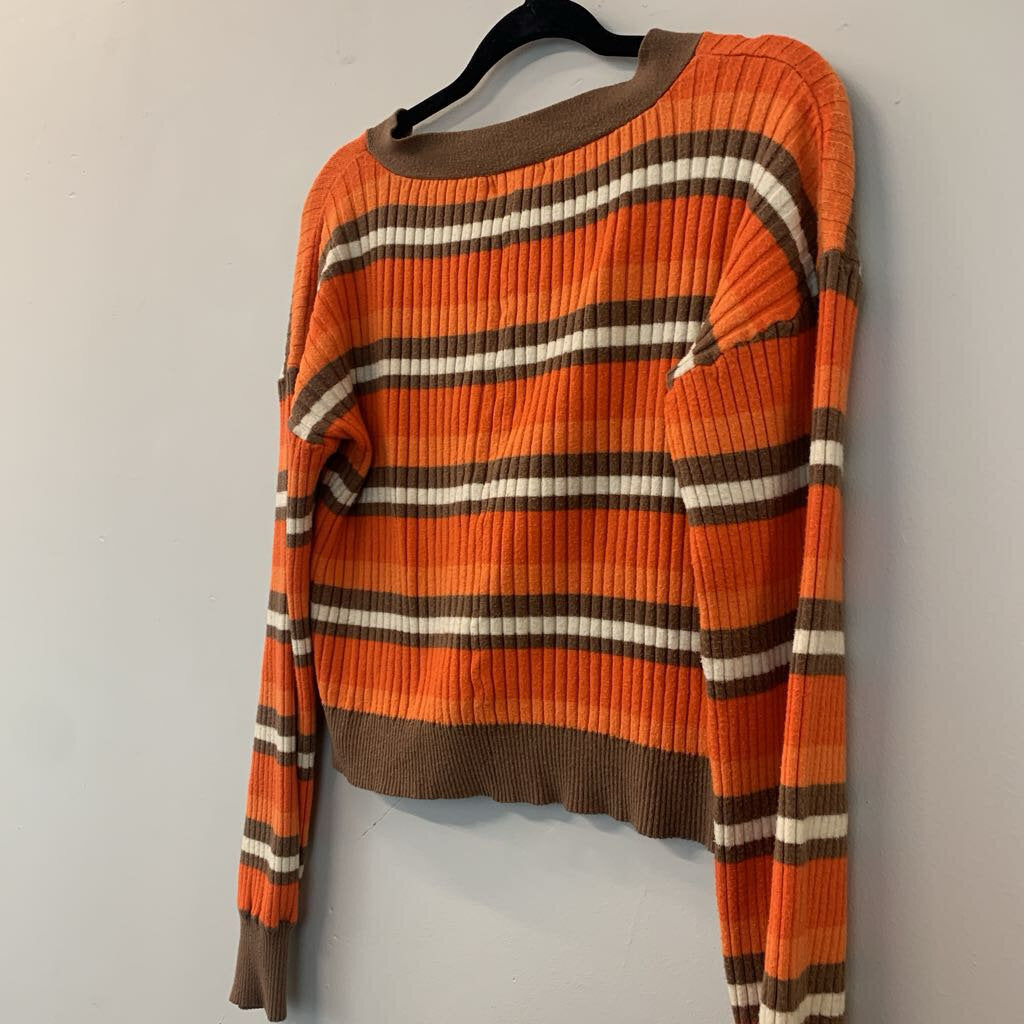 By Together Orange/ Brown Striped Cardigan Medium