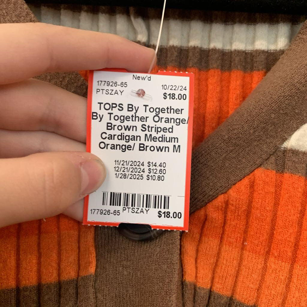 By Together Orange/ Brown Striped Cardigan Medium