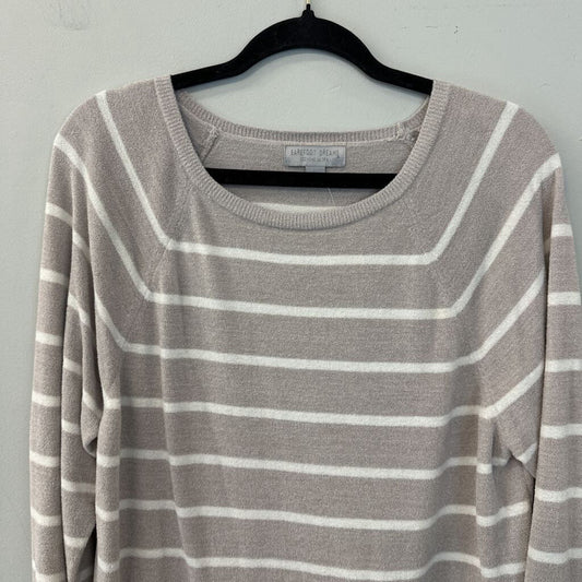 Barefoot Dreams Beige/ Cream Striped Crewneck Pullover Large