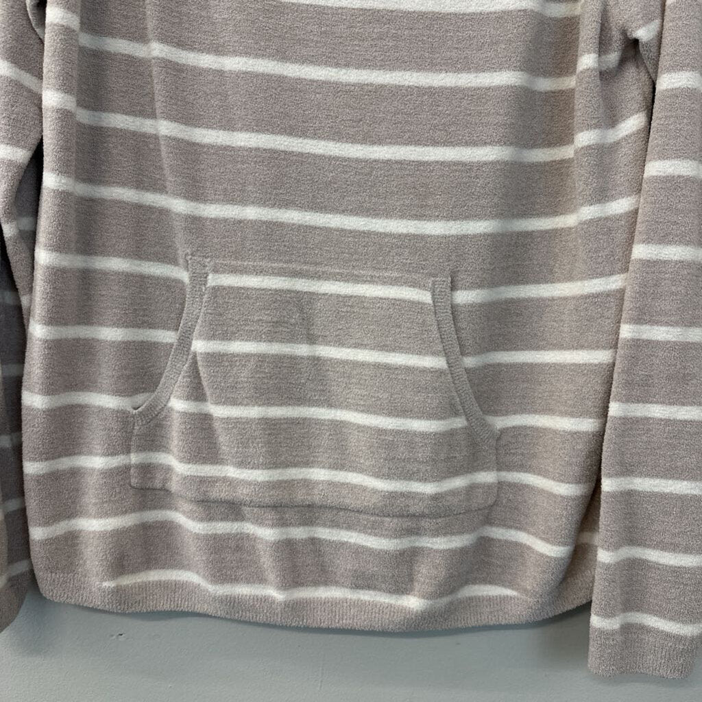 Barefoot Dreams Beige/ Cream Striped Crewneck Pullover Large